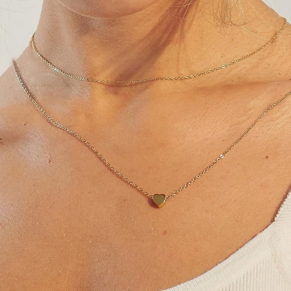 Ava Riley 14K Gold Plated Layering Necklaces with Heart Pendant - Picture 5 of 6